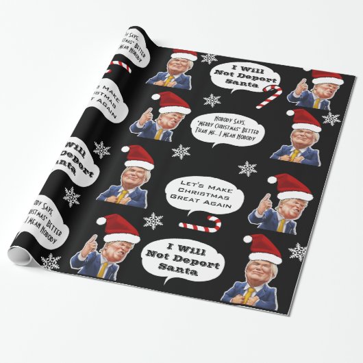 Funny Trump Kerstmis Cadeaupapier (Uitgerold)