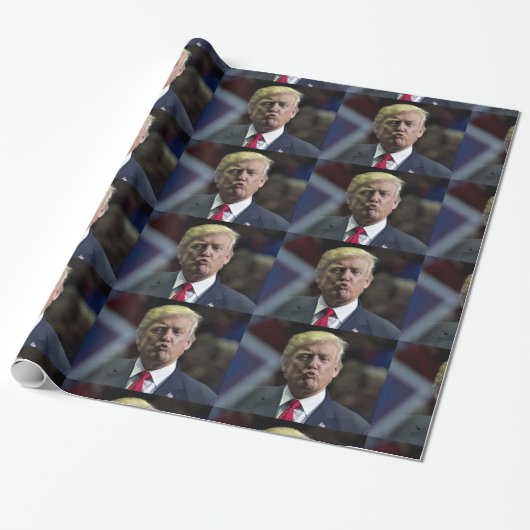 FUNNY TRUMP KISS ALL OCCASION Wrapping Paper Cadeaupapier (Uitgerold)