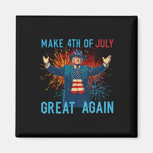 Funny Trump Make 4th Of July Great Again Firework Magneet (Voorkant)