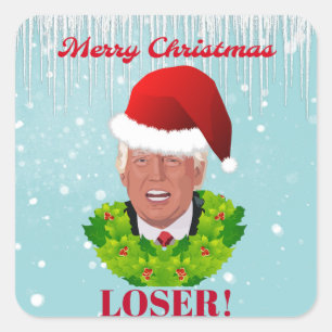 Funny Trump "Merry KerstLoser" Vierkante Sticker