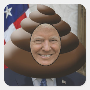 Funny Trump Poop Emoji Head Vierkante Sticker