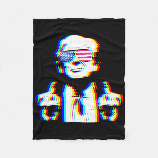 Funny Trump Psychedelic Edm Trippy Vaporwave Techn Fleece Deken (Voorkant)