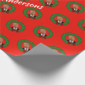 Funny Trump Pucker en Green Wreate Kerstmis Cadeaupapier (Hoek)