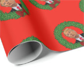 Funny Trump Pucker en Green Wreate Kerstmis Cadeaupapier (Rol Hoek)