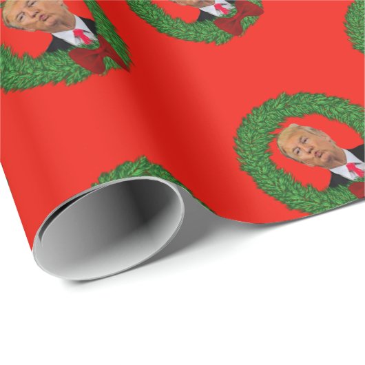 Funny Trump Pucker en Green Wreate Kerstmis Cadeaupapier (Rol Hoek)