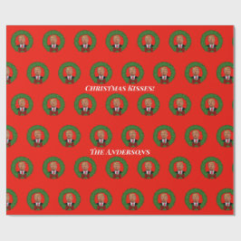 Funny Trump Pucker en Wreated Kerstmis Cadeaupapier