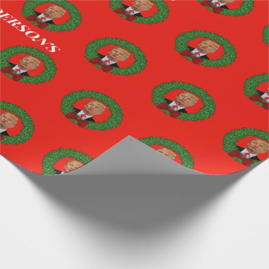 Funny Trump Pucker en Wreated Kerstmis Cadeaupapier (Hoek)