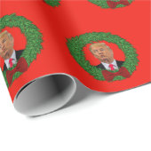 Funny Trump Pucker en Wreated Kerstmis Cadeaupapier (Rol Hoek)
