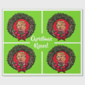 Funny Trump Pucker "kerstkussen" Cadeaupapier (Vlak)