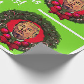 Funny Trump Pucker "kerstkussen" Cadeaupapier (Hoek)