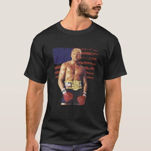 Funny Trump Rocky Boxing Meme Boxer US Flag Patrio T-shirt (Voorkant)