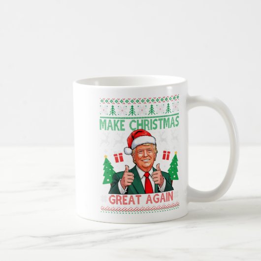 Funny Trump Ugly Xmas Sweater Make Christmas Great Koffiemok (Rechts)