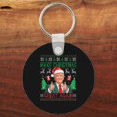 Funny Trump Ugly Xmas Sweater Make Christmas Great Sleutelhanger (Voorkant)