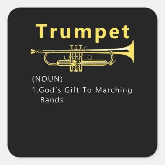 Funny Trumpet gods geeft marchingband Vierkante Sticker (Voorkant)