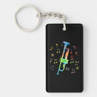 Funny Trumpet Player With Musical Notes Sleutelhanger
