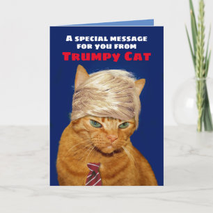 Funny Trumpy Cat Birthday Message Kaart
