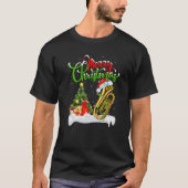 Funny Tuba Music Lover Xmas Lighting Santa Tuba Ch T-shirt (Voorkant)