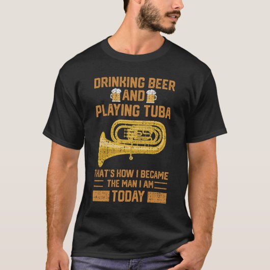 Funny Tuba Player Marching Band Beer Drink GIF T-shirt (Voorkant)