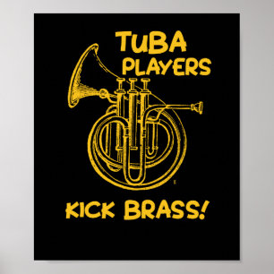 Funny Tuba speelt Kick Brass Musician Music Poster