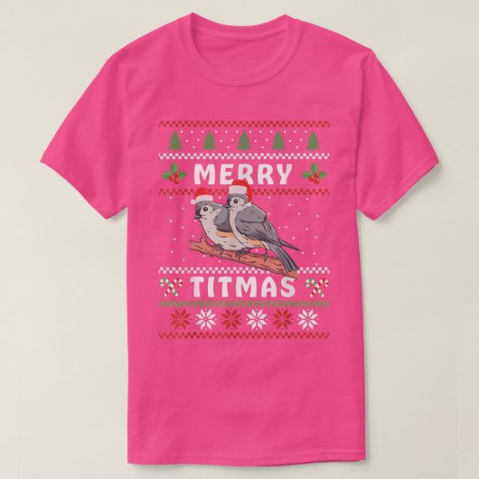 Funny Tufted Titmouse Merry Titmas Gift Bird watch T-shirt (Design voorkant)