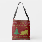 Funny Tuna Christmas Cat, Ugly Xmas Style Crossbody Tas (Achterkant)