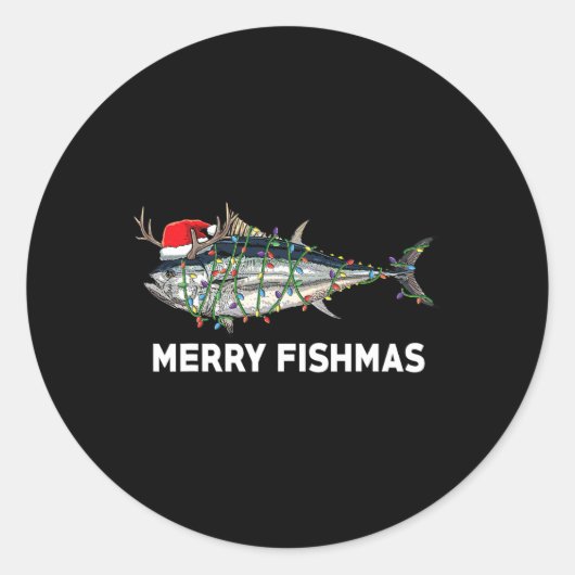 Funny Tuna Fish Kerstkerstkerstkerstmis Xmas Fishe Ronde Sticker (Voorkant)