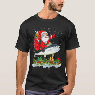 Funny Tuna Fish Lover Santa Riding Tuna Kerstmis T-shirt