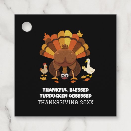 Funny Turducken Thanksgiving Bedankjes Labels (Voorkant)