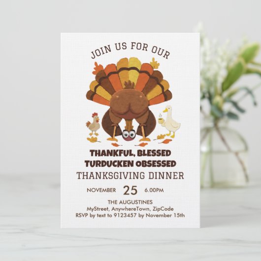 Funny Turducken Thanksgiving Dinner Kaart (Staand voorkant)