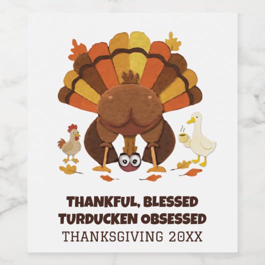 Funny Turducken Thanksgiving Wijn Etiket (Enkel label)