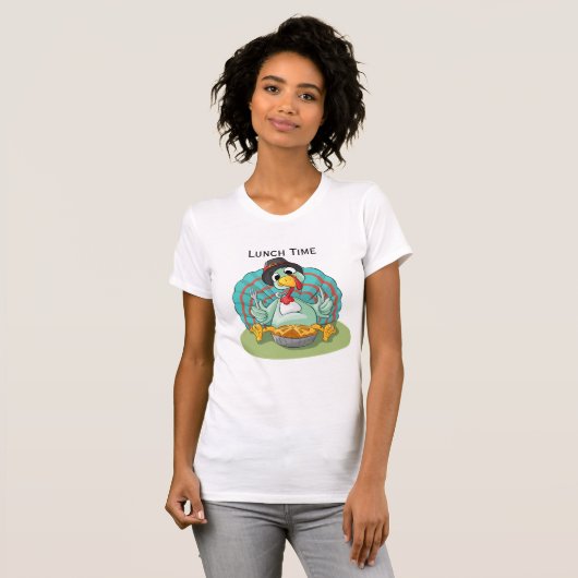 Funny Turkey Animal Eating Pie T-shirt (Voorkant volledig)