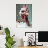 Funny Turkey Bubble Bath Art, Farmhouse Bathroom Poster (Thuiskantoor)