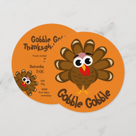 Funny turkey cartoon Thanksgiving diner Kaart (Voorkant / Achterkant)