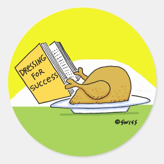 Funny Turkey Cartoon Thanksgiving of Kerstmis  Ronde Sticker (Voorkant)