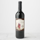 Funny Turkey Dark Wood Thanksgiving Wine Label Wijn Etiket (Voorkant)