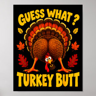 Funny turkey day butt thanksgiving feast food poster