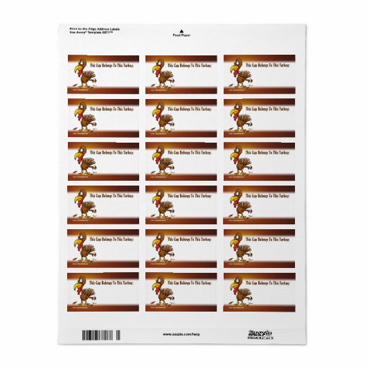 Funny Turkey Drink Cup Labels (Full Sheet)