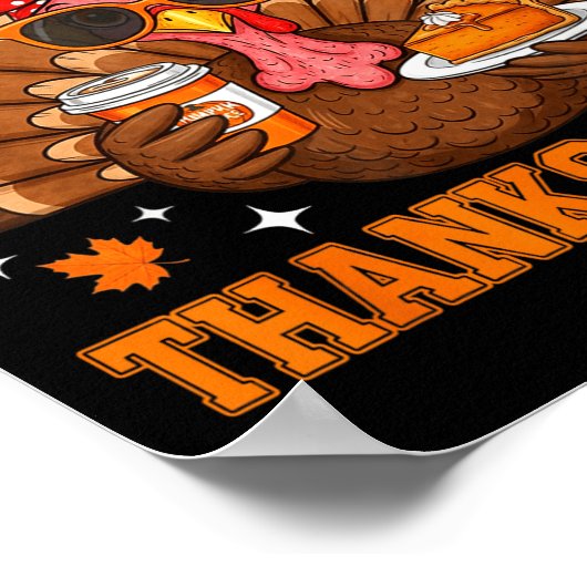 Funny Turkey Drinking Coffee Thanksgiving Bow Girl Poster (Hoek)