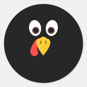 Funny Turkey Face Thanksgiving Ronde Sticker