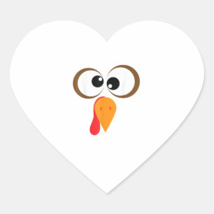 Funny Turkey Family Thanksgiving Turkey Face Frien Hart Sticker