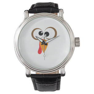 Funny Turkey Family Thanksgiving Turkey Face Frien Horloge
