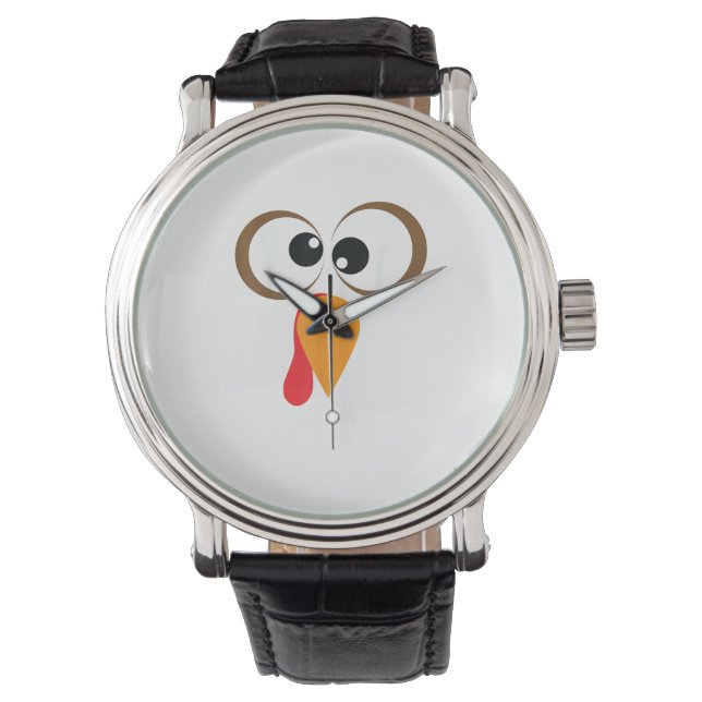 Funny Turkey Family Thanksgiving Turkey Face Frien Horloge (Voorkant)