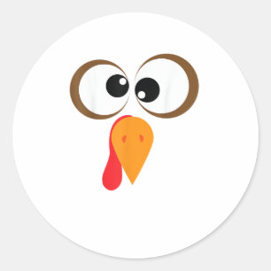 Funny Turkey Family Thanksgiving Turkey Face Frien Ronde Sticker