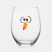 Funny Turkey Family Thanksgiving Turkey Face Frien Wijnglas Zonder Voet (Voorkant)