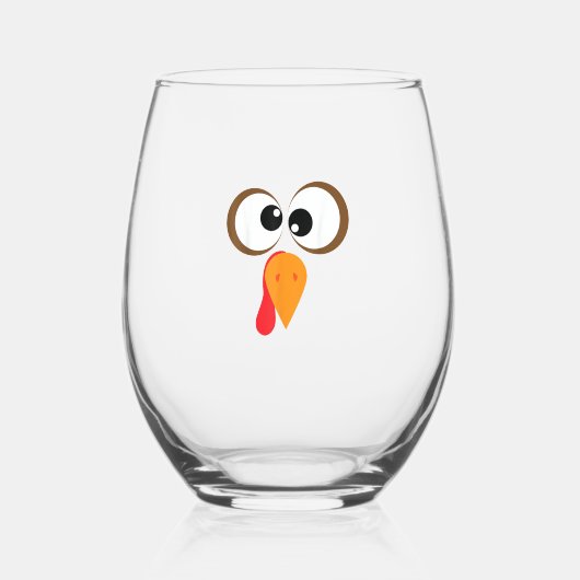 Funny Turkey Family Thanksgiving Turkey Face Frien Wijnglas Zonder Voet (Voorkant)