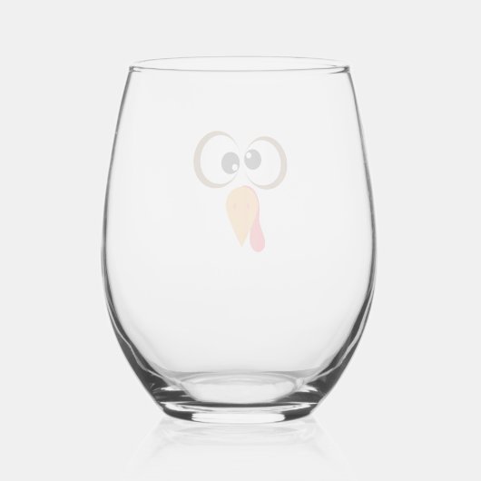 Funny Turkey Family Thanksgiving Turkey Face Frien Wijnglas Zonder Voet (Achterkant)