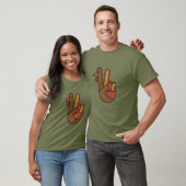 Funny Turkey Hand Thanksgiving Retro  Green T-shirt (Unisex)