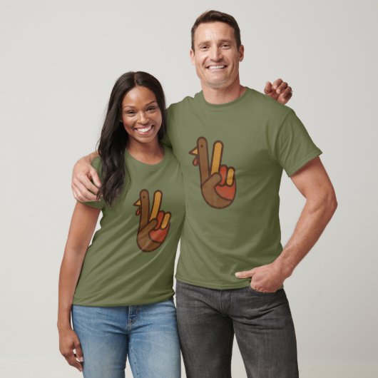 Funny Turkey Hand Thanksgiving Retro  Green T-shirt (Unisex)