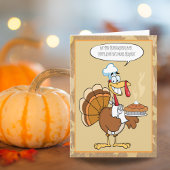 Funny Turkey Happy Thanksgiving Serving Pie Kaart