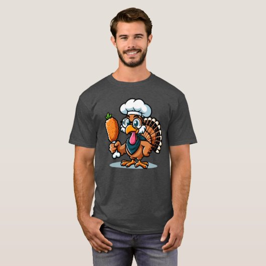 Funny Turkey Holding Fried Chicken Thanksgiving Ir T-shirt (Voorkant volledig)